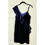 19 Cooper NEW Navy Blue Velvet Velour Ruffle Asymmetrical Mini Dress Size XS Photo 3