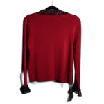 VTG Carol Anderson Silk Cotton Red Black Holiday Art Ruffle‎ Top Womens M Size M Photo 1
