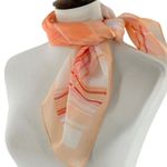 Vintage 50's/60's Sheer Chiffon Square Scarf Peach/Pink/Orange Japan Orange Photo 0