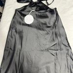 Petal and Pup  Black Satin Midi Dress Side Cutout 6 NEW Photo 8
