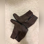 Clarks  Rosepoint Bell Side Zip Wedge Ankle Bootie Brown Suede Photo 2