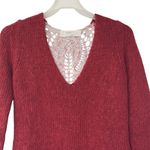 ZARA Knit mohair wool crochet Burgundy V-Neck Sweater S Photo 5