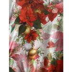 One World  Womens XL Red Poinsetta Blouse Floral Holiday Top Office Photo 2