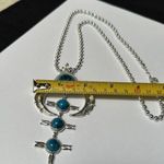 Dress Up Signed MMS Silver Tone / Turquoise Blue Color Statement  Necklace Photo 8