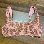 Aerie  Scoop Bikini Top Womens Size Medium Floral‎ Pink Yellow Green Retro Style Photo 0