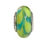 Pandora Glass Green Aqua Swirl Retired Bead Bracelet Charm Photo 0