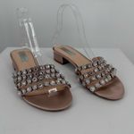 Betsey Johnson  Sophi Champagne Rhinestone Strap Flat Sandals size 8 Wedding Photo 1