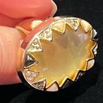 House of Harlow Statement Cocktail Ring gold tone and pale yellow stone, size 7 Photo 3