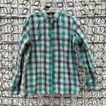 Duluth Trading Company blue green button down flannel cotton shirt Photo 0