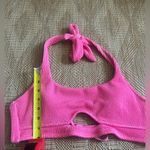 Shade & Shore Women's Pink Textured Cut Out Halter Bralette Bikini Top,Size L,NWT Photo 8