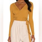 MINKPINK  brown gold ribbed wrap top Photo 9