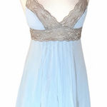 Victoria's Secret Victoria’s Secret Blue Chemise with Lace Trim Satin Nightgown Size Medium Photo 0