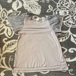 Fantastic Fawn  Short Sleeve Tee with Sequin Sleeves worn one time Photo 0