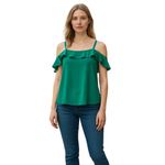 Joie  Green 100% Silk Ruffle Strappy Top Cold Shoulder Women Size‎ Medium Photo 8
