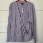 White House | Black Market  Women’s Large Split Surplice Purple Top New Photo 0