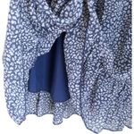 Amazon Flowy Fall Casual Short Sleeve V-Neck Ruffle Printed Flowy Mini Dress Small Blue Photo 4