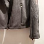 Solitaire  Womens Gray Faux Suede Moto Jacket  sz Medium NWOT Photo 3