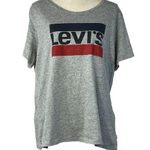 Levi's Levi’s 1X-Large T-Shirt Top Crew Neck Short Sleeve Stretch Gray Heathered Logo Photo 0