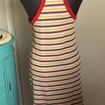 New Striped Ribbed Halter Racerback Summer Vacation Cover Up Tank Dress White Size L Photo 5