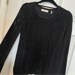 Sandro Paris Open Knit Fringe Top Sweater Sz S/M Black Boho Western Photo 5