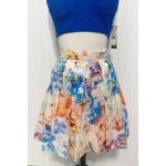 AQUA  Bustier Crop Top Pleated Skirt Cutout Mini‎ Dress Marble Print Blue White 6 Photo 14