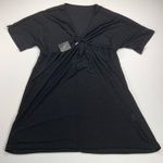 Zaful Swim Cover Up Ribbed Black V-Neck O-Ring Short Sleeve New w/Tags Size L Photo 0