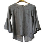 LC Lauren Conrad LC Blouse Size XS Floral Split Back 3/4 Bell Sleeve Chiffon Business Casual Photo 0