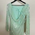 Rare London  Glazed Open Back Mini Dress in Mint Green Size US 4 Photo 6