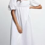 Mango White Ruched Midi Dress NWT Photo 2