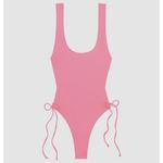 The Bikini Lab  Pink Lace-Up Side Low-Back One-Piece Swimsuit Women’s Size Large Photo 2