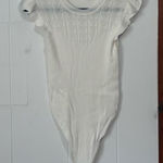 Wishlist  White Ribbed Ruffle Sleeve Bodysuit Size Small Photo 0
