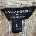 Banana Republic Striped Linen Blend Wide Leg Crop Pants Tan White Large Photo 6