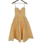Lulus Meet For Tea Yellow Jacquard Bustier Midi Dress With Pockets Size XS Photo 1