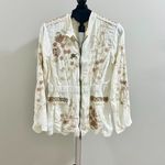 Johnny Was NWOT  Embroidered White Cupra Top Zip Up Jacket Bohemian Size S Photo 1