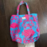 Lilly Pulitzer for Estee Lauder Beach Tote Bag Tropical Pink Blue 16” x 14” Photo 1