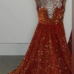 designer prom dress Burnt orange with silver size xs (2) Photo 2