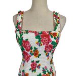 Rhode Jasmine Smocked Mini Dress Bodycon Floral Printed Ruffle in White Dazzle Size M Photo 2
