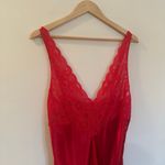 Victoria's Secret Vintage  Long Red Satin Lace Night Gown sz L Photo 2