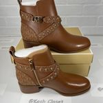 Michael Kors Luggage Multi Kincaid Ankle Boot Leather Studded Logo Photo 2