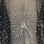 Vintage 80s Swee Lo Black Top Silk Sequin Beaded Metallic Tie Neck Sheer Blouse Photo 9