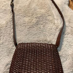 Talbots Leather Woven Crossbody Shoulder Brown Purse Basket Weave Vintage Photo 0