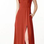 Azazie  Eve Rust Red Sweetheart A Line Prom Dress Evening Gown Satin Feminine Photo 0