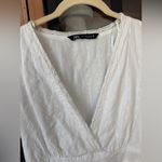 ZARA  eyelet lace mini dress tiered ruffle vneck cotton short sleeve pointelke Photo 6