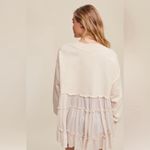 Pink Lily Ivory crew neck long sleeve ruffle tiered hem top Photo 2