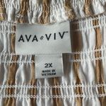 Ava & Viv NWT -  White + Tan Stripe Summer Tank Top With Smocking - Plus Size 2x Photo 5