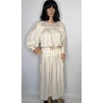 American Vintage Vintage E.D. Michaels Cream Jacquard Prairie Dress Crochet Lace 80s USA medium Photo 4