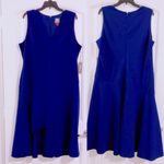 Vince Camuto  Royal Blue Dress Asymmetric Hem Midi Cocktail Plus Size 18 NWT $158 Photo 2