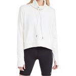 Sweaty Betty  Harmonise Luxe Fleece Pullover Sweatshirt Lily White Photo 2
