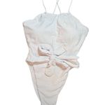 PQ Vale Monokini Swimsuit White High Cut Tie Waist Halter Neck Size Medium New Photo 0