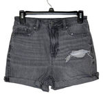 American Eagle  Women Denim Shorts Cut Off Mom Jean Distressed‎ Black Size 0 Photo 0